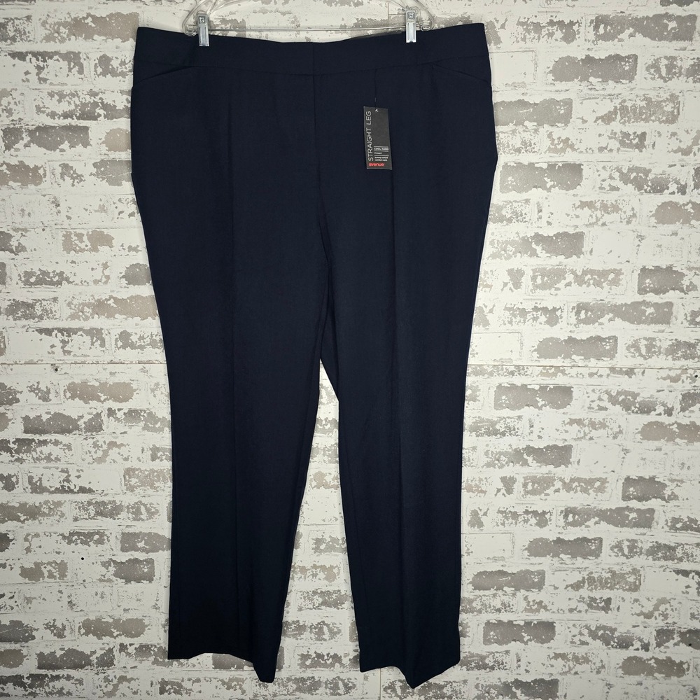 Avenue Cool Hand Straight Leg Trousers Navy Blue Tummy Control Tall‎ Womens 22T